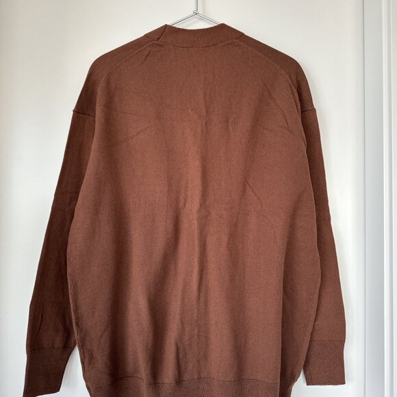 MUJI wide cardigan, Organic Cotton wool, Brick brown red, NWT, XS-S oversize - Picture 4 of 9